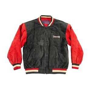 Jeff Hamilton Varsity Jacket Mens XL Black Red Tampa Bay Buccaneers Suede NFL